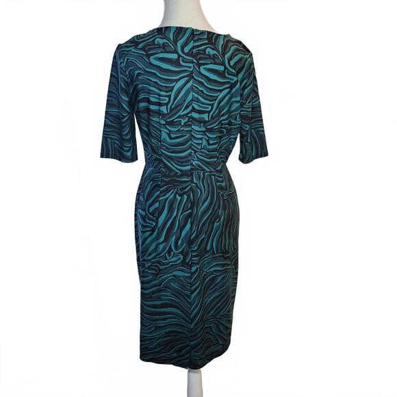 Jude Connally Women's Midi Dress Size S Blue Zebra Print Green - Picture 2 of 9